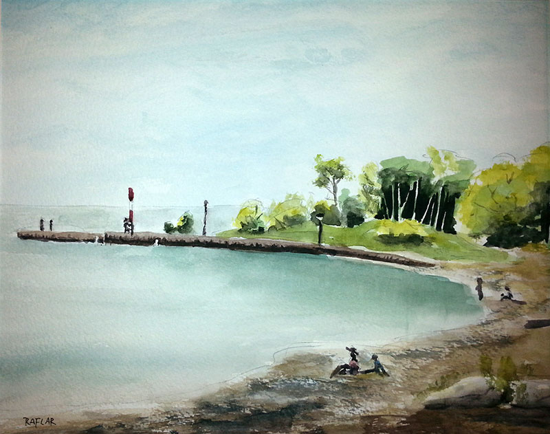 Ralf Wall (Raflar) "Early morning in Bayfield" 8x10 watercolour, unframed but with matte ($160)