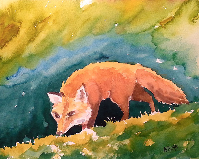 "Red Fox" 8x10 watercolour, unframed but with matte ($180) NOW 144$