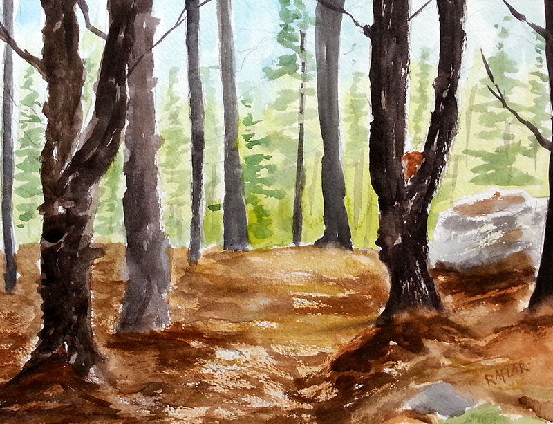 "Red Rock Forest" 8x10 watercolour, unframed but with matte ($180) NOW 144$