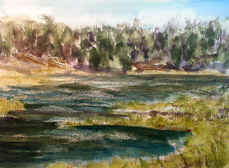 "Saugeen River" 8x10 watercolour, unframed but with matte ($180) NOW 144$