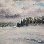 "Snow Squalls" 8x10 watercolour mounted on birch panel ($216) NOW 172$